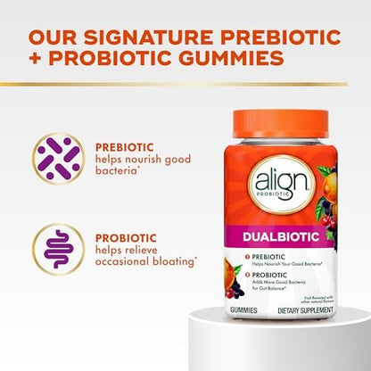 Align Dualbiotic – Prä- und Probiotikum für Frauen und Männer, 60 probiotische Gummis für die Verdauungsgesundheit, natürliche Fruchtaromen