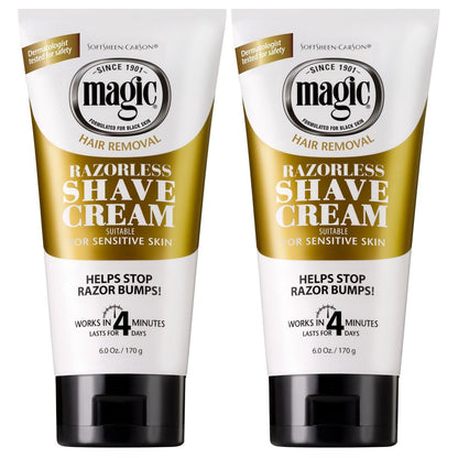 SoftSheen-Carson Magic Razorless Shaving Cream – Enthaarungscreme für grobes, lockiges Haar – Wirkt in 4 Minuten – 2er-Pack (je 170 g)
