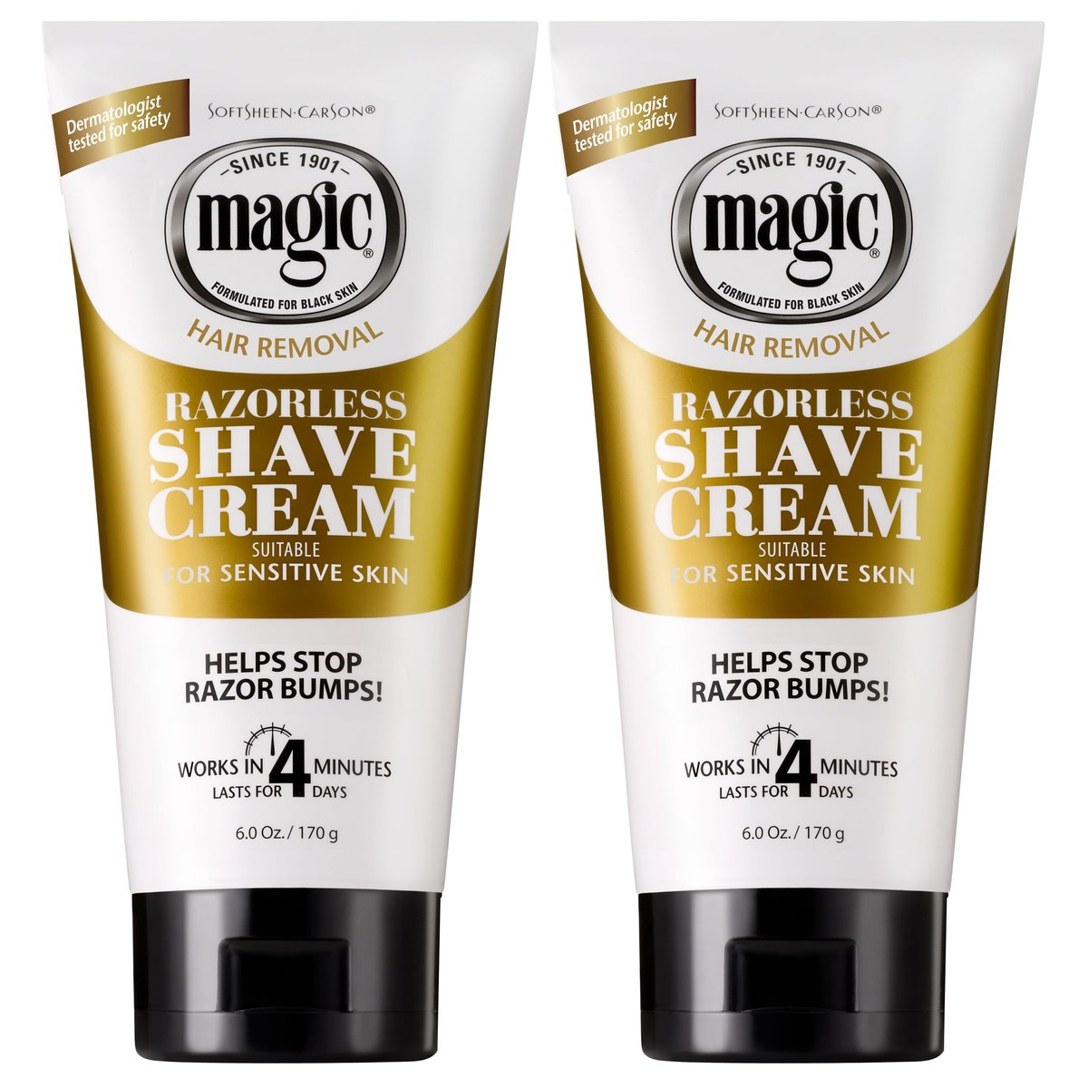 SoftSheen-Carson Magic Razorless Shaving Cream – Enthaarungscreme für grobes, lockiges Haar – Wirkt in 4 Minuten – 2er-Pack (je 170 g)