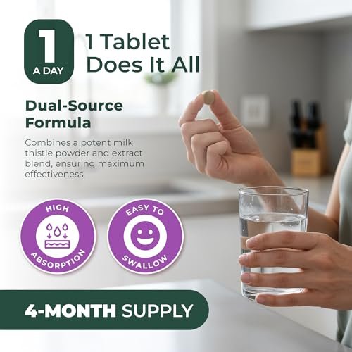 PurePremium Mariendistel Kapseln – Leberreinigung & Detox, 80 % Silymarin standardisierter Extrakt – 450 mg Komplex zur Unterstützung der normalen Leberfunktion – Non-GMO, glutenfrei – 120 Kapseln