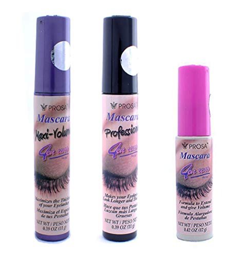 3er Pack PROSA - PROFESIONAL Maxi Volumen Black Mascara 4 IN 1 Länger & Dichter P1
