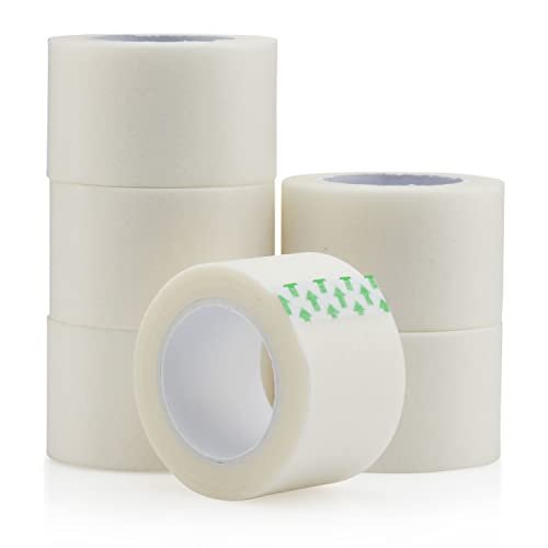 Vakly Paper Medical Tape 1 Zoll x 10 Yard (6 Rollen) – Mikroporöses, atmungsaktives, hautfreundliches Erste-Hilfe-Klebeband, latexfrei, hypoallergen