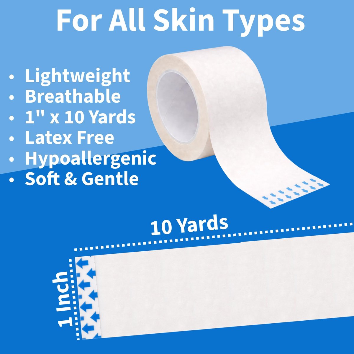 Vakly Paper Medical Tape 1 Zoll x 10 Yard (6 Rollen) – Mikroporöses, atmungsaktives, hautfreundliches Erste-Hilfe-Klebeband, latexfrei, hypoallergen
