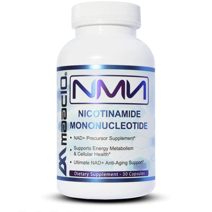 MAAC10 NMN Supplement – Reines Nicotinamid-Mononukleotid (NMN 125 mg Kapseln). Der stärkste NAD+-Vorläufer, stabiler als Ribosid. Pharmazeutische Qualität, 99 % rein, 30 Kapseln