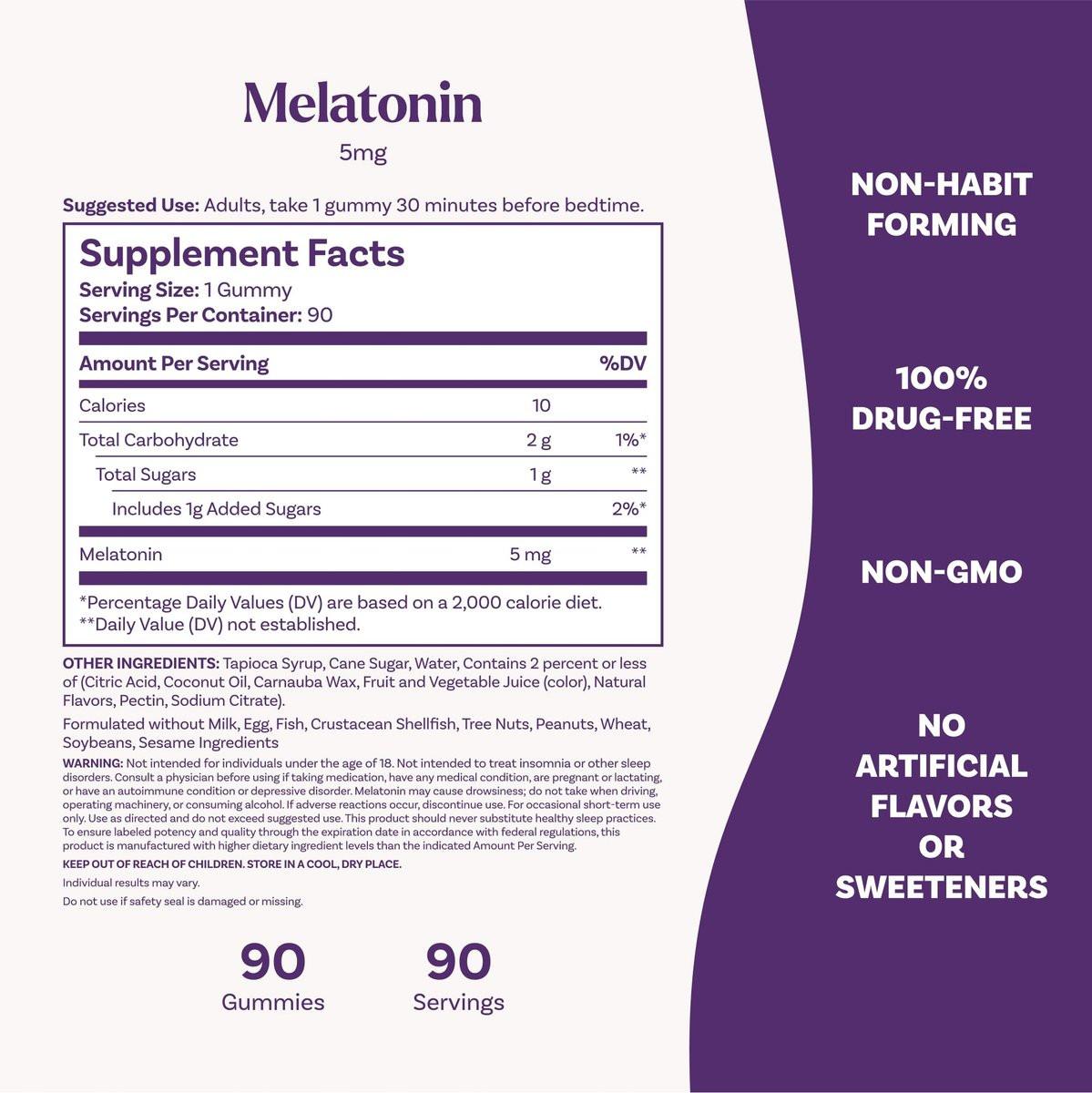 Natrol Melatonin Gummies für Erwachsene, 5 mg, 90 Erdbeer-Gummis, Schlafhilfe