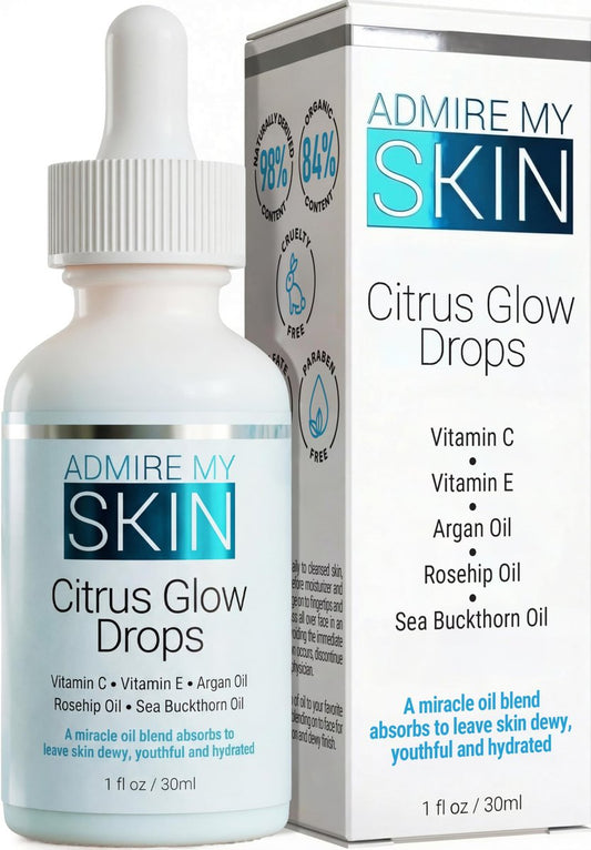 Admire My Skin Vitamin C Gua Sha Öl für das Gesicht - Bio-Gesichtsöl mit Argan- und Hagebuttenöl für einen strahlenden Teint 30 ml