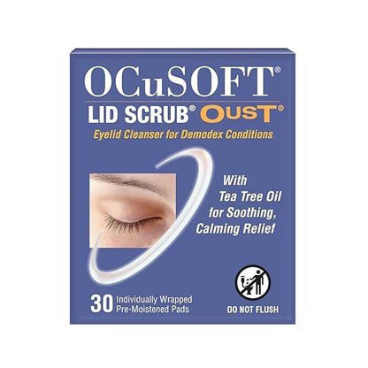 OCuSOFT Lid Scrub Oust Augenlid-Reinigungstücher, Vorgefeuchtete Pads, 30 Stück