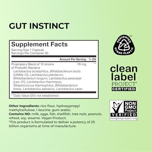 HUM Gut Instinct Tägliches Probiotikum für Frauen und Männer – 30 Kapseln zur Unterstützung der Verdauungsgesundheit und des Immunsystems