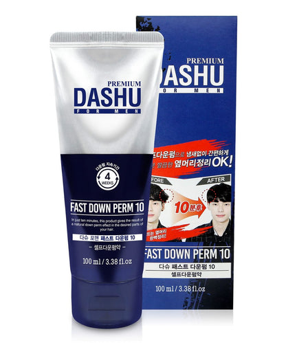 DASHU Down Perm für Männer 3,38 oz – Koreanisches Schnell-Down-Perm-Set, Haarrelaxer & Glätter, Seitenhaar-Glätter, 10-Minuten-DIY-Heimperm, semi-permanent (3-4 Wochen)