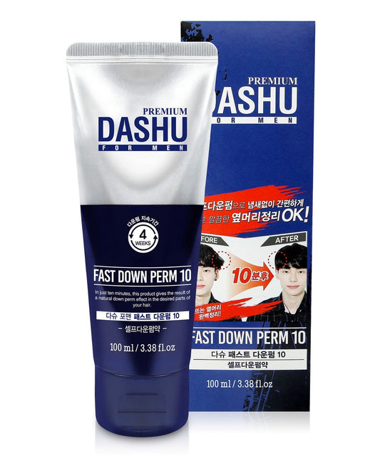 DASHU Down Perm für Männer 3,38 oz – Koreanisches Schnell-Down-Perm-Set, Haarrelaxer & Glätter, Seitenhaar-Glätter, 10-Minuten-DIY-Heimperm, semi-permanent (3-4 Wochen)