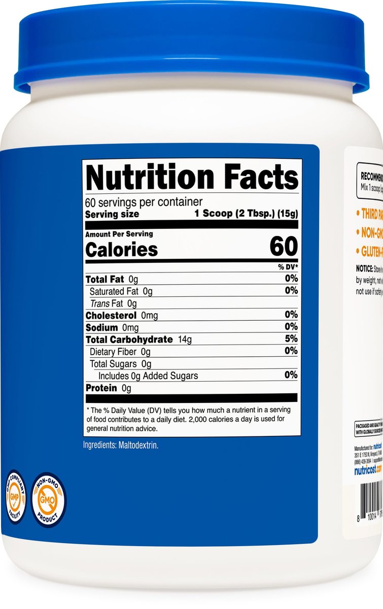 Nutricost Maltodextrin Pulver 2LB – Glutenfrei, Non-GMO