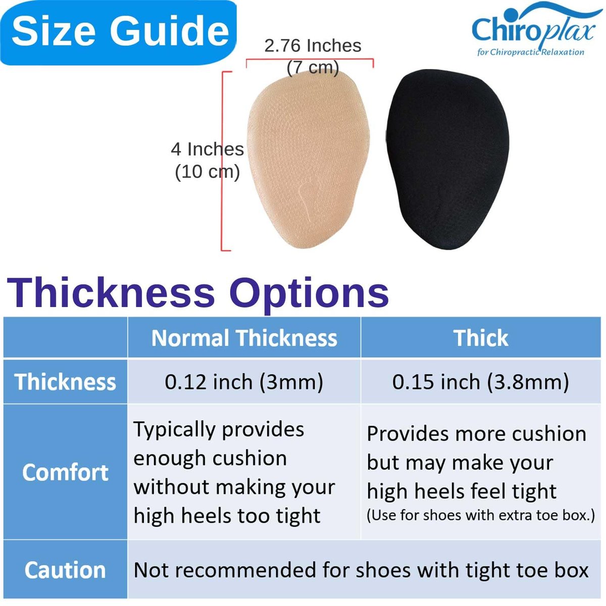 Chiroplax High Heel Pads – Ball-of-Foot Kissen für Damen (4 Paar) – Beige, normale Dicke – Anti-Rutsch-Einlegesohlen für Vorfußschmerz