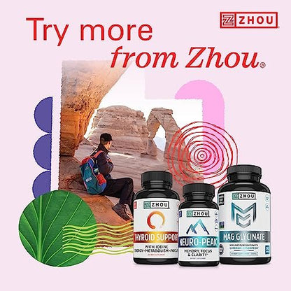 Zhou Methyl B12 - Methyl-B-12 Nahrungsergänzung für Frauen & Männer, Vitamin B12 5000 mcg, vegan, Unterstützung für Zellenergie und Nervenfunktion, Methylcobalamin - 60 Mikro-Lutschtabletten