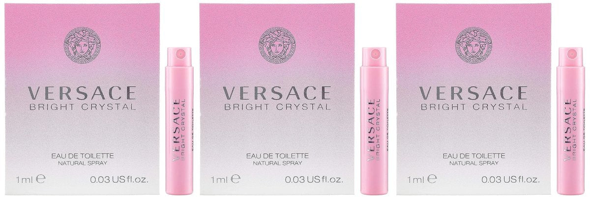 Versace Bright Crystal Eau de Toilette Probenset – 3 x 0,03 oz / 1 ml Vials für Damen