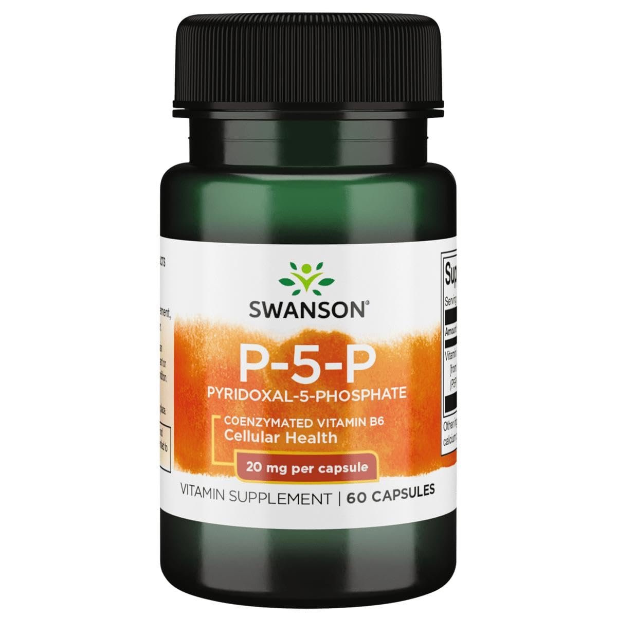 Swanson P-5-P (Pyridoxal-5-Phosphat) Coenzymiertes Vitamin B6 20 mg, 60 Kapseln