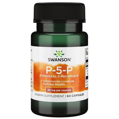 Swanson P-5-P (Pyridoxal-5-Phosphat) Coenzymiertes Vitamin B6 20 mg, 60 Kapseln