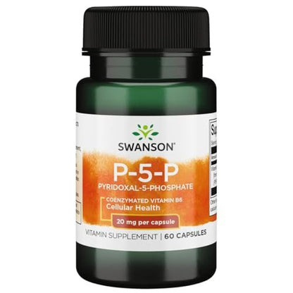 Swanson P-5-P (Pyridoxal-5-Phosphat) Coenzymiertes Vitamin B6 20 mg, 60 Kapseln
