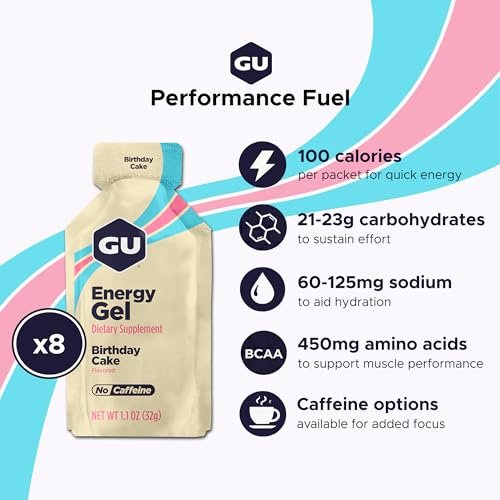 GU Energy Original Energy Gels, Geburtstagstorte - 8er Pack, 1,1 Fl Oz