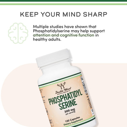 Phosphatidylserin Komplex 300 mg pro Portion, 120 Kapseln von Double Wood Supplements