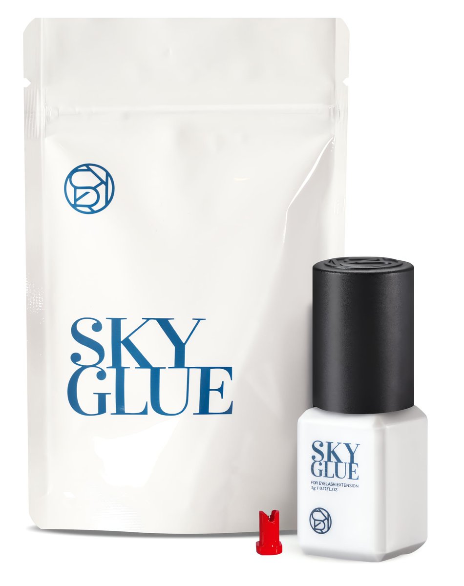 Super Strong Sky D Wimpernverlängerungskleber 5 ml – Professioneller schwarzer Bonding-Kleber für langanhaltende semi-permanente Einzelwimpern – 3-4 Sekunden schnelltrocknend / 4-6 Wochen Halt