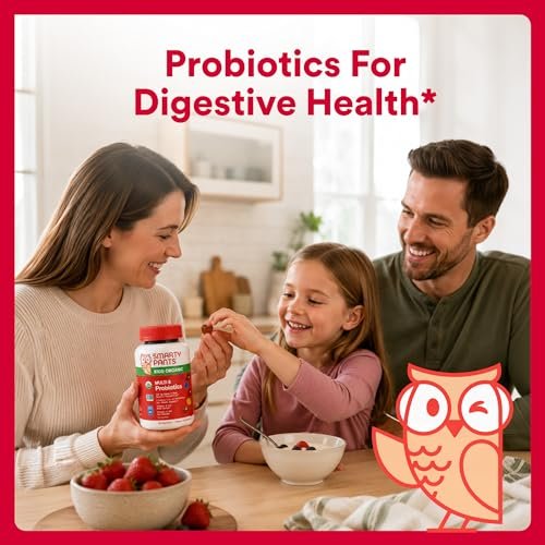 SmartyPants Bio Kinder Multivitamin Gummibärchen: Probiotika, Omega 3 (ALA), Vitamin D3, C, B12, B6, A, K & Zink für Immununterstützung, Biotin, drei Fruchtgeschmacksrichtungen, 120 Stück (30-Tage-Vorrat)