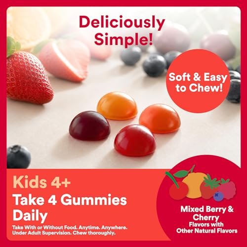 SmartyPants Bio Kinder Multivitamin Gummibärchen: Probiotika, Omega 3 (ALA), Vitamin D3, C, B12, B6, A, K & Zink für Immununterstützung, Biotin, drei Fruchtgeschmacksrichtungen, 120 Stück (30-Tage-Vorrat)