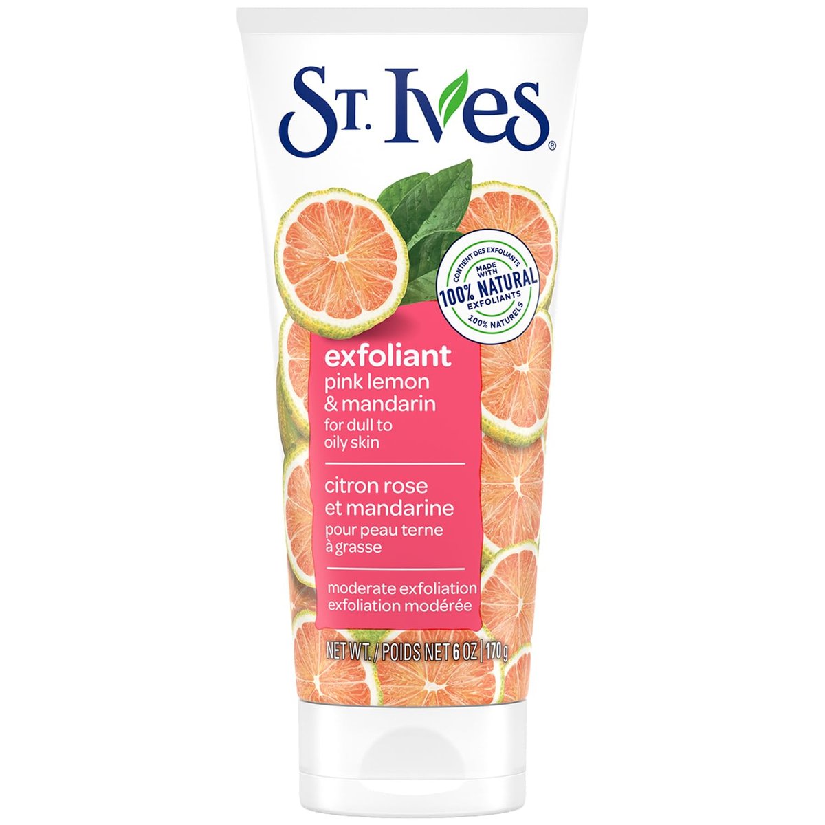 St. Ives Gesichtspeeling – Aufhellend mit Pink Lemon & Mandarine für strahlende Haut, 170 g