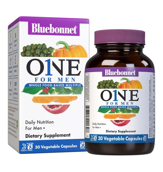 Bluebonnet Nutrition One for Men – Tägliche Vollwert-Nahrungsergänzung für Männer, Nicht-GMO, Vegetarierfreundlich, Koscher, Glutenfrei, Sojafrei, Milchfrei, Eisenfrei, 30 Kapseln