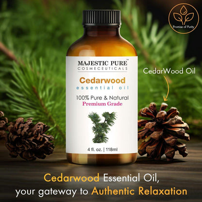 Majestic Pure Zedernholz Ätherisches Öl - 100% Rein und Naturrein - 4 Fl Oz mit Glaspipette