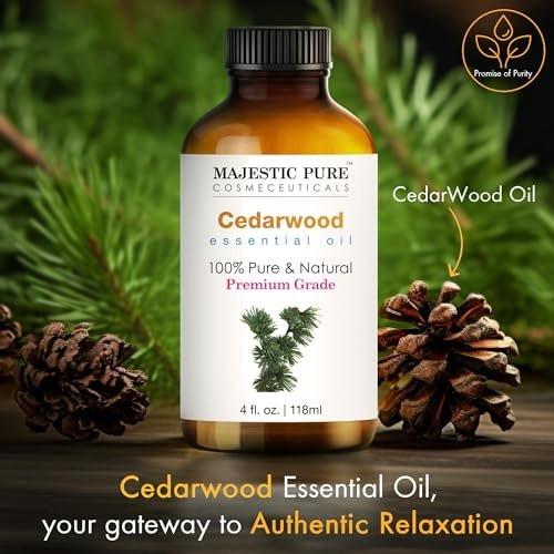 Majestic Pure Zedernholz Ätherisches Öl - 100% Rein und Naturrein - 4 Fl Oz mit Glaspipette