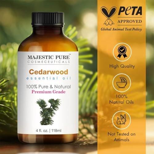 Majestic Pure Zedernholz Ätherisches Öl - 100% Rein und Naturrein - 4 Fl Oz mit Glaspipette