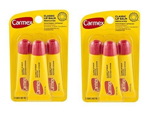 Carmex Lippenbalsam Tube Classic Medicated 0,35 Unzen (6 Tuben) – Intensiv pflegender Medizinal-Lippenbalsam