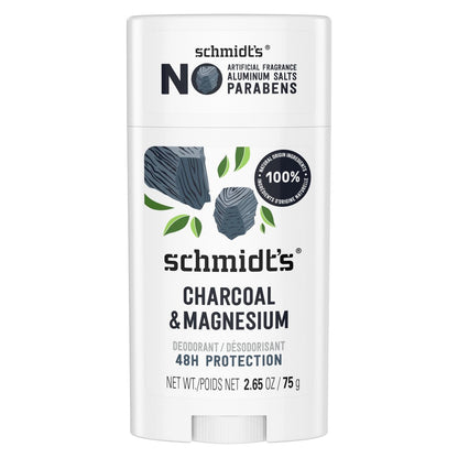 Schmidt's Aluminiumfreies veganes Deodorant Aktivkohle & Magnesium – 24-Stunden-Geruchsschutz für Frauen und Männer, natürliche Inhaltsstoffe, tierversuchsfrei, 2,65 oz (75 g)