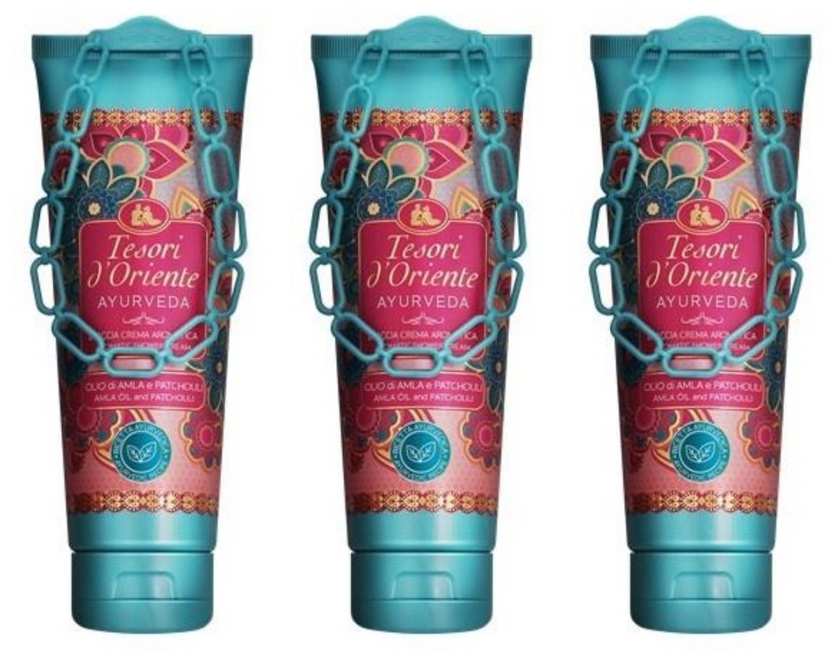 Tesori d'Oriente Ayurveda Aromatische Duschcreme – 250 ml (3er-Pack) – Pflegende Körperreinigung mit ayurvedischen Essenzen