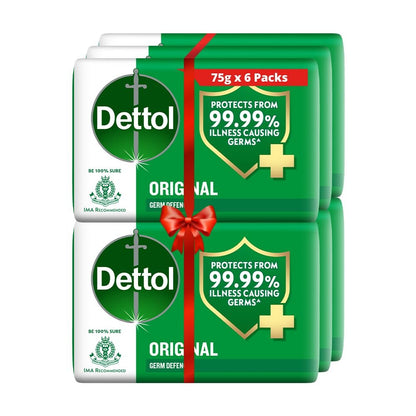 Dettol Original Seife Bar 100g – 6er Pack | Antibakterielle Handseife für tägliche Hygiene