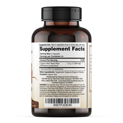 Natural Choice Botanicals Bio-zertifiziertes Roten Hefereis Supplement – 120 Kapseln, 2-Monats-Vorrat