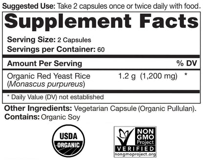 Natural Choice Botanicals Bio-zertifiziertes Roten Hefereis Supplement – 120 Kapseln, 2-Monats-Vorrat