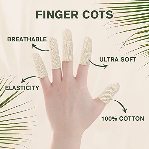 Evridwear Baumwoll-Fingerlinge mit Polsterung 20 Stück für rissige Haut, Ekzeme, Hornhaut, feuchtigkeitsableitend, Fingerschutz für Männer und Frauen (kurze Länge)