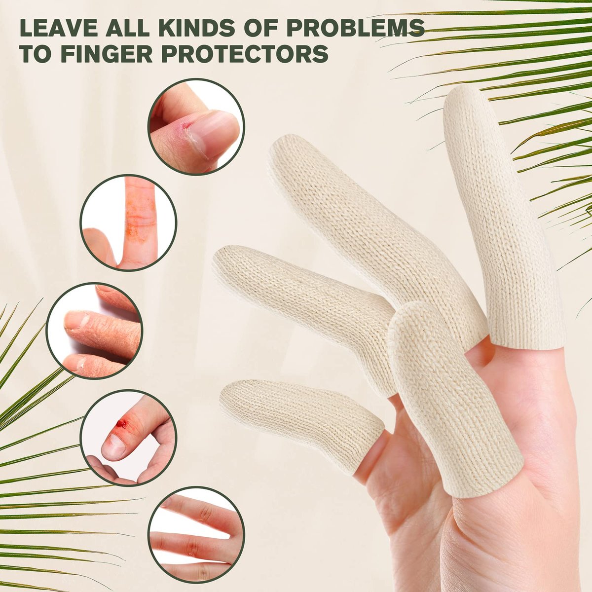 Evridwear Baumwoll-Fingerlinge mit Polsterung 20 Stück für rissige Haut, Ekzeme, Hornhaut, feuchtigkeitsableitend, Fingerschutz für Männer und Frauen (kurze Länge)