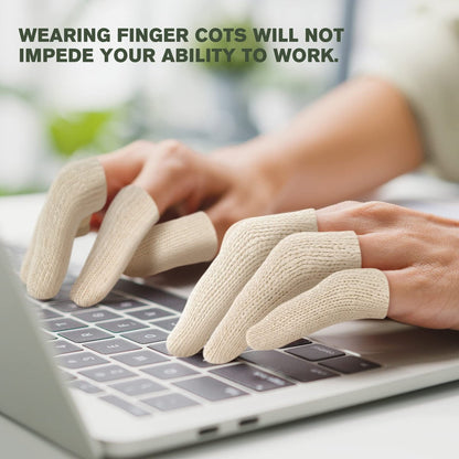 Evridwear Baumwoll-Fingerlinge mit Polsterung 20 Stück für rissige Haut, Ekzeme, Hornhaut, feuchtigkeitsableitend, Fingerschutz für Männer und Frauen (kurze Länge)
