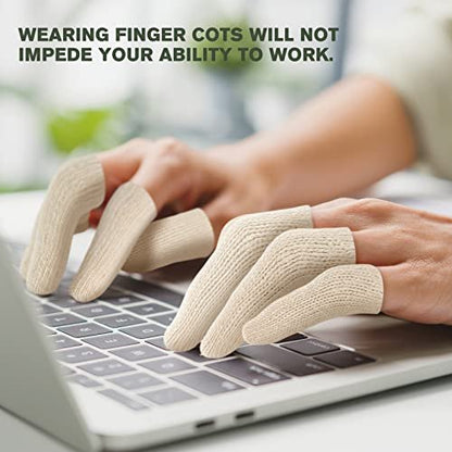 Evridwear Baumwoll-Fingerlinge mit Polsterung 20 Stück für rissige Haut, Ekzeme, Hornhaut, feuchtigkeitsableitend, Fingerschutz für Männer und Frauen (kurze Länge)