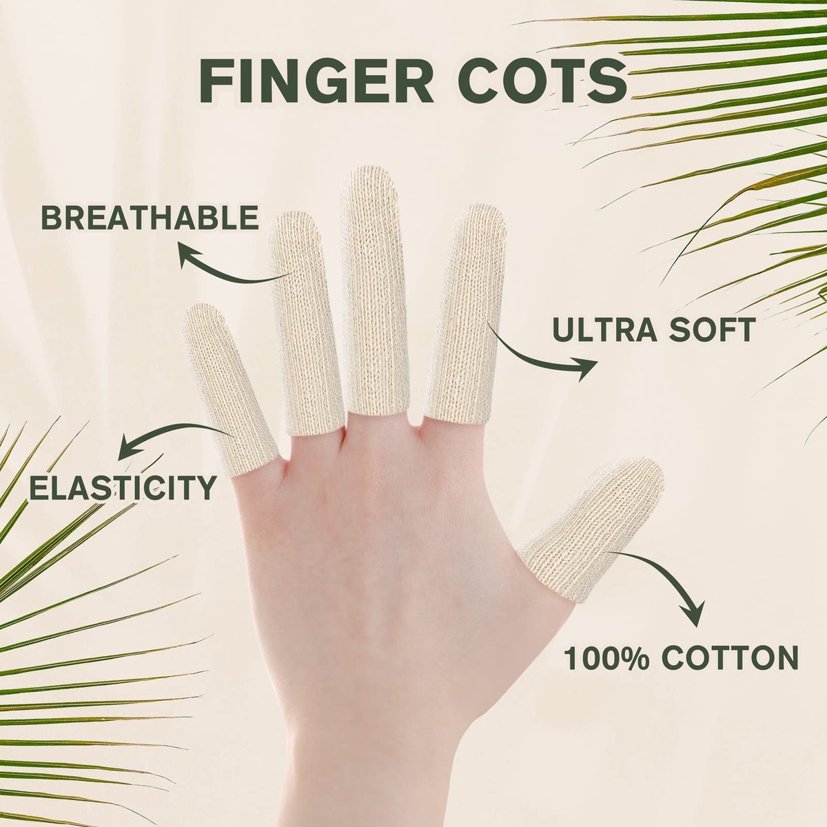 Evridwear 20 Stück Premium Baumwoll-Fingerkuppenschutz – Bequeme Fingerhülsen für Ekzeme, rissige Haut, Hornhaut – Feuchtigkeitsableitend, lang