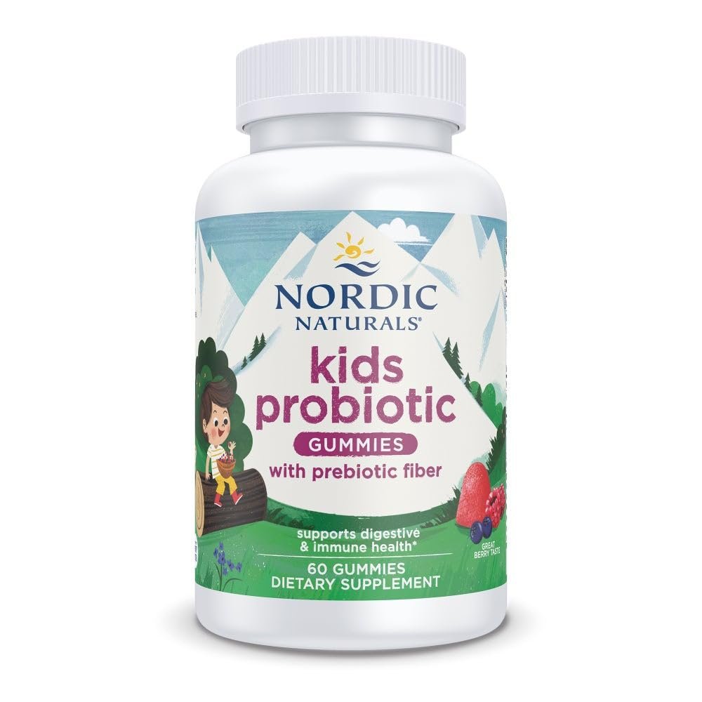 Nordic Naturals Kids Nordic Flora Probiotic Gummies, Merry Berry Punch - 60 Gummis - 1,5 Milliarden KBE & Präbiotische Ballaststoffe - Vegan, Non-GMO - 30 Portionen