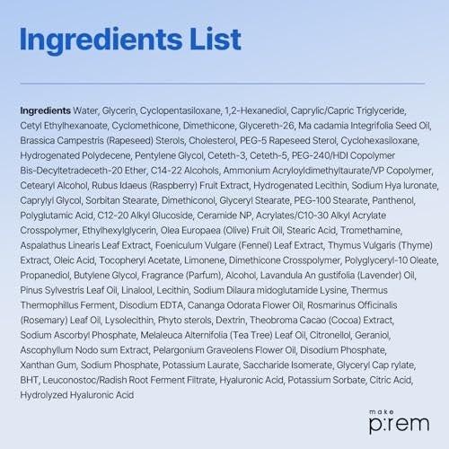 MAKE P:REM Hydrate Me. Micro Tension Cream – Feuchtigkeitsspendende Gesichtscreme mit Gel-Textur für trockene, empfindliche, fettige und zu Akne neigende Haut, 65 ml