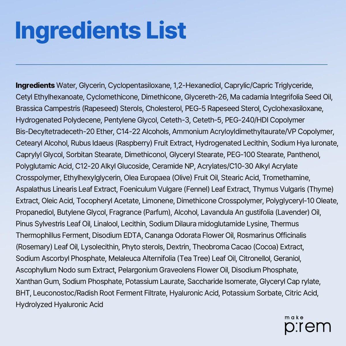 MAKE P:REM Hydrate Me. Micro Tension Cream – Feuchtigkeitsspendende Gesichtscreme mit Gel-Textur für trockene, empfindliche, fettige und zu Akne neigende Haut, 65 ml