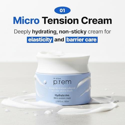 MAKE P:REM Hydrate Me. Micro Tension Cream – Feuchtigkeitsspendende Gesichtscreme mit Gel-Textur für trockene, empfindliche, fettige und zu Akne neigende Haut, 65 ml