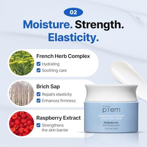MAKE P:REM Hydrate Me. Micro Tension Cream – Feuchtigkeitsspendende Gesichtscreme mit Gel-Textur für trockene, empfindliche, fettige und zu Akne neigende Haut, 65 ml