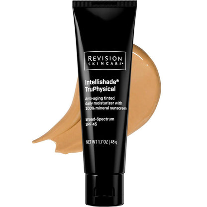 Revision Skincare Intellishade® TruPhysical SPF 45 – 100% Mineralischer Sonnenschutz für das Gesicht, Anti-Aging-Feuchtigkeitscreme mit SPF und Vitamin C, getönter Sonnenschutz für empfindliche Haut, 48 g