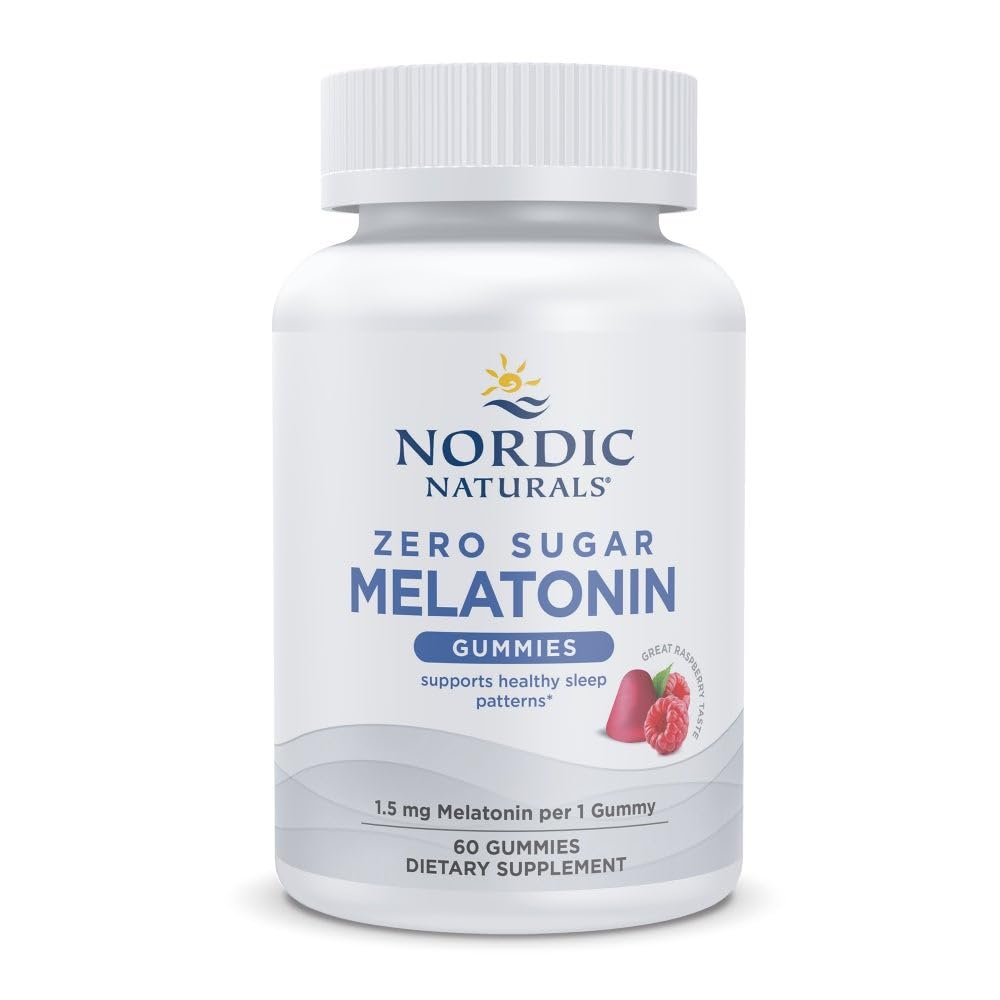 Nordic Naturals Zero Sugar Melatonin Gummies, Himbeere - 60 Gummis - 1,5 mg Melatonin - Großartiger Geschmack - Erholsamer Schlaf, Antioxidative Unterstützung - Nicht-GMO, Vegan - 60 Portionen