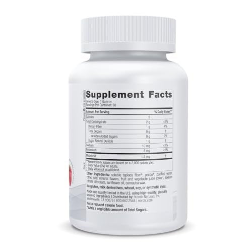 Nordic Naturals Zero Sugar Melatonin Gummies, Himbeere - 60 Gummis - 1,5 mg Melatonin - Großartiger Geschmack - Erholsamer Schlaf, Antioxidative Unterstützung - Nicht-GMO, Vegan - 60 Portionen